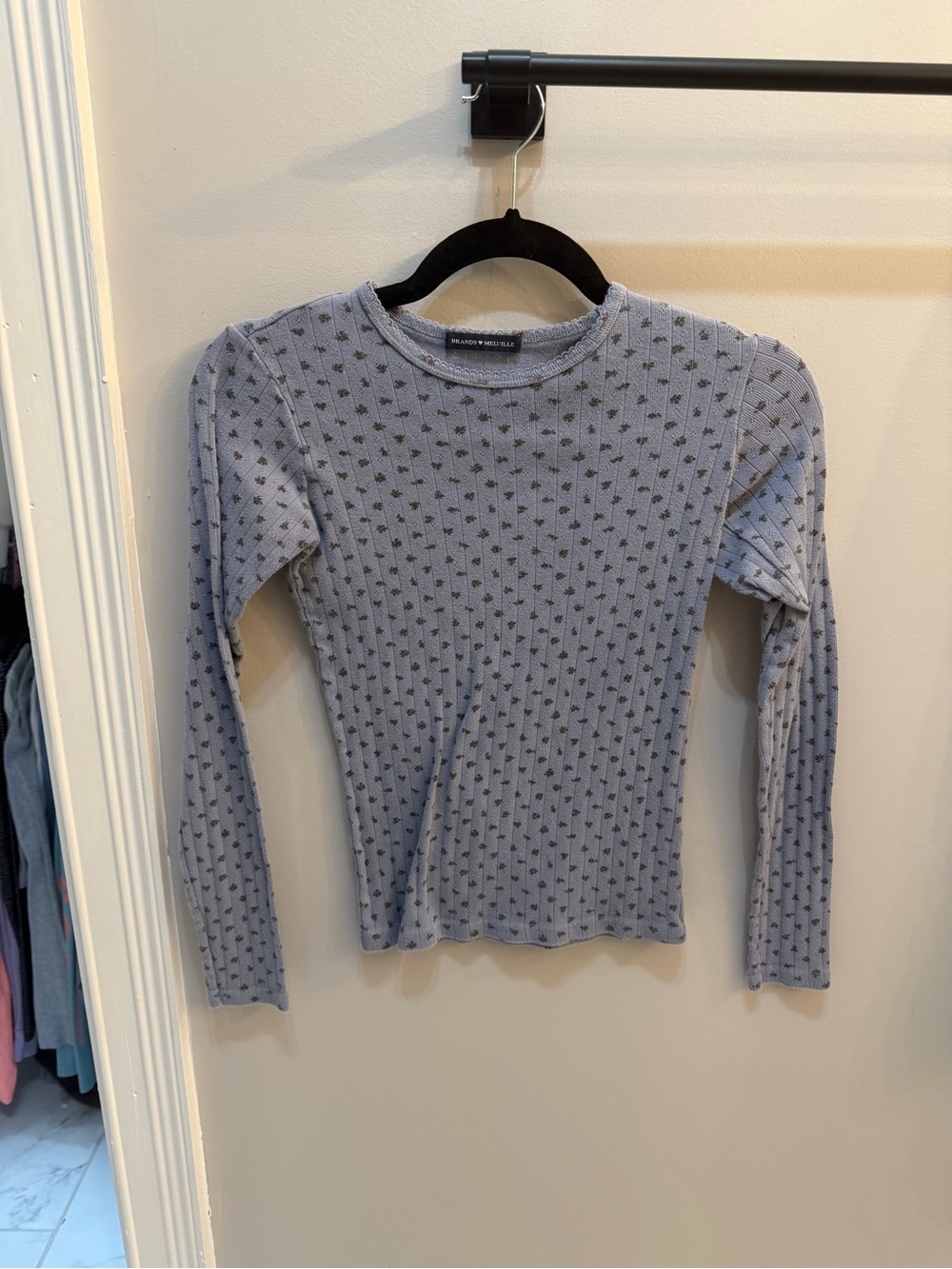 Brandy Melville Light Purple Patterned Long Sleeve Top